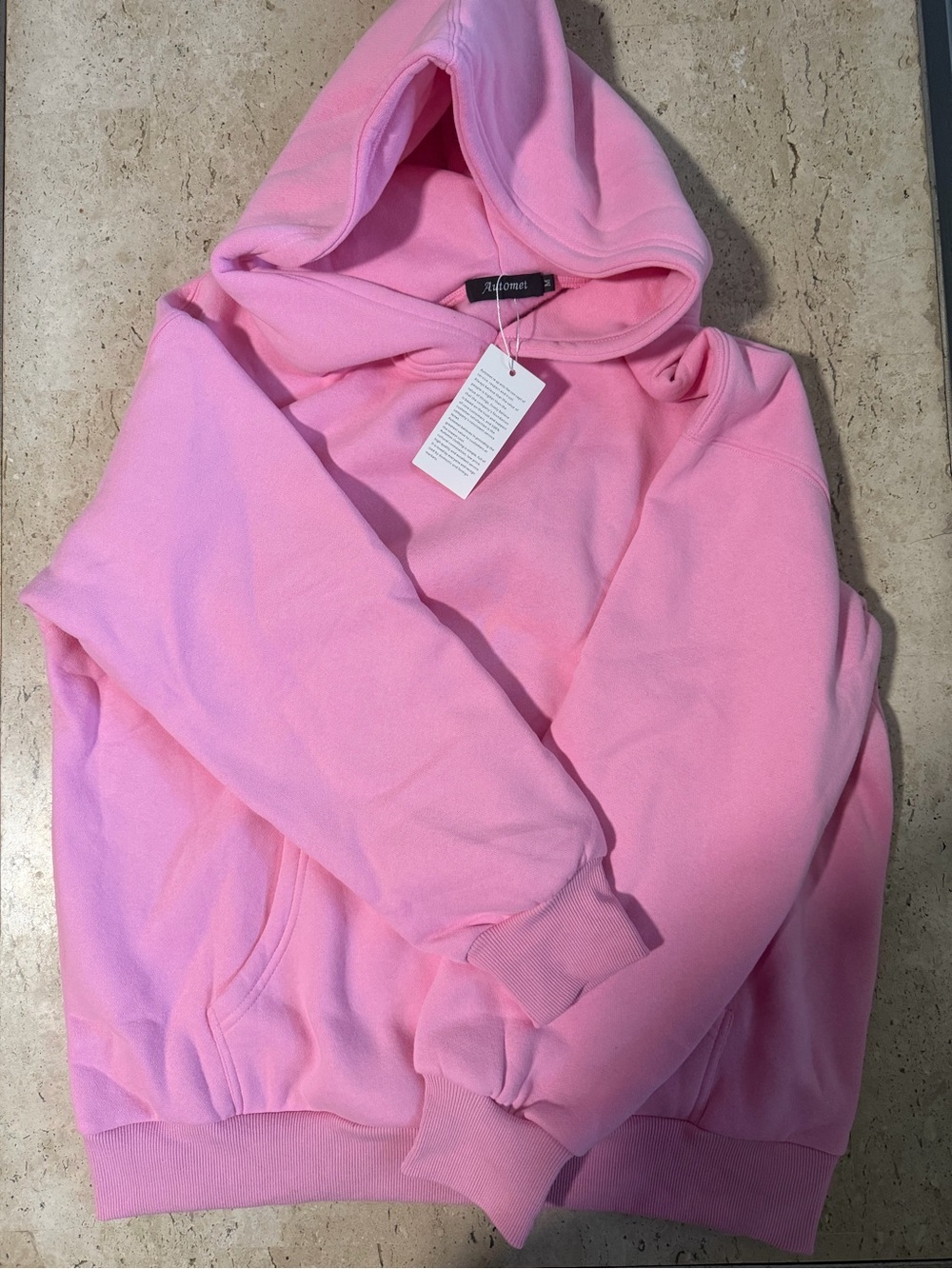 Automet Oversized Pink Fleece Lined Hoodie/Sweatshirt  Pullover Size Medium - Picture 2 of 5